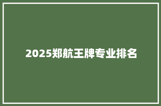 2025郑航王牌专业排名 报告范文