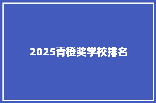 2025青橙奖学校排名 学术范文