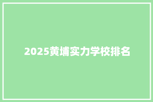 2025黄埔实力学校排名 学术范文