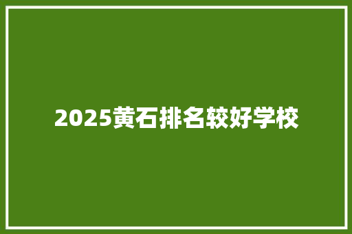 2025黄石排名较好学校