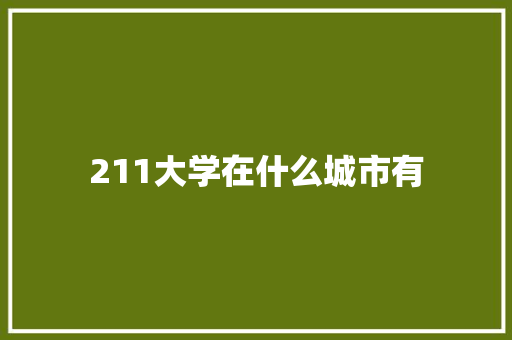 211大学在什么城市有 学术范文