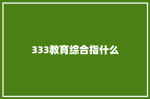 333教育综合指什么 学术范文