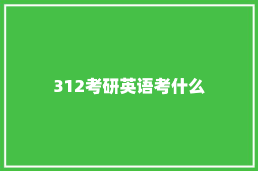 312考研英语考什么 学术范文