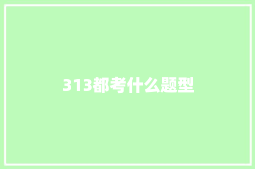 313都考什么题型 学术范文