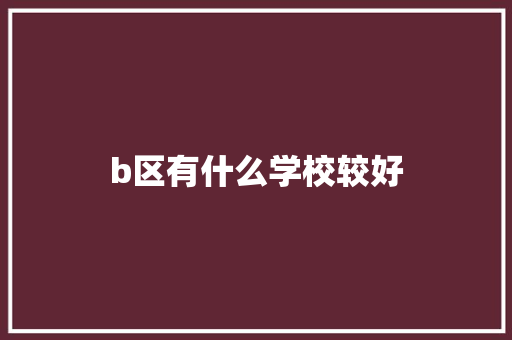 b区有什么学校较好