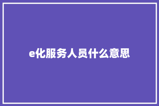 e化服务人员什么意思 学术范文