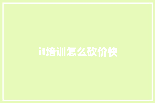 it培训怎么砍价快 学术范文