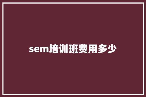 sem培训班费用多少 学术范文