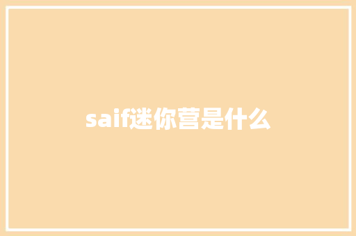 saif迷你营是什么 学术范文