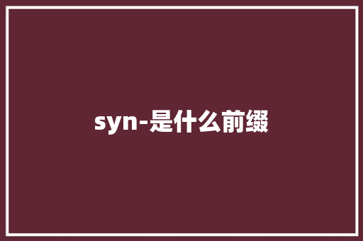 syn-是什么前缀 学术范文