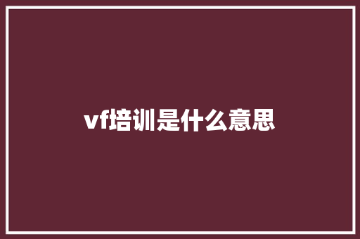 vf培训是什么意思 学术范文