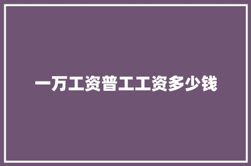 一万工资普工工资多少钱 学术范文