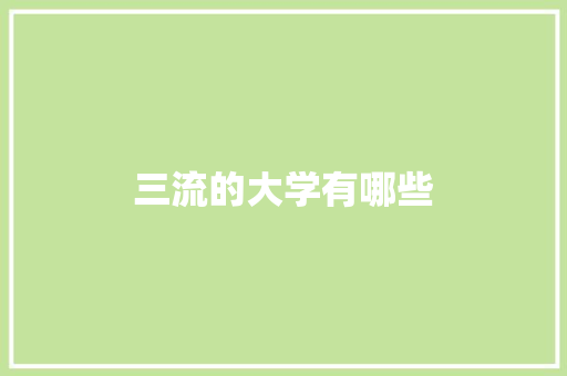 三流的大学有哪些 学术范文