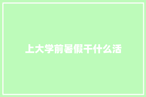 上大学前暑假干什么活 学术范文