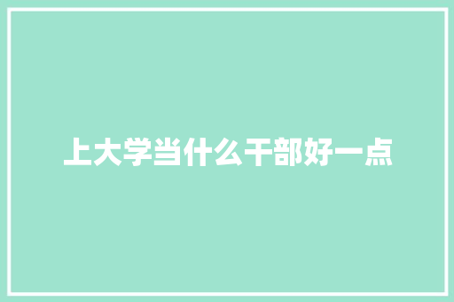 上大学当什么干部好一点