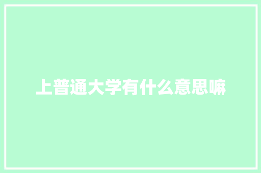 上普通大学有什么意思嘛 学术范文