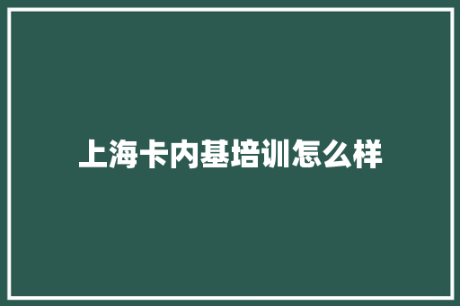 上海卡内基培训怎么样