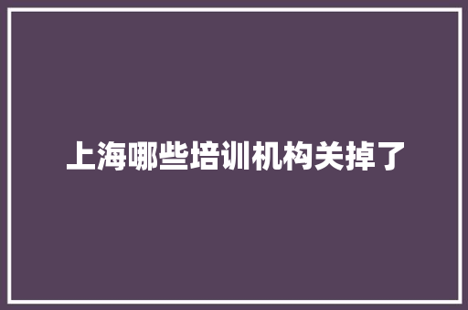 上海哪些培训机构关掉了