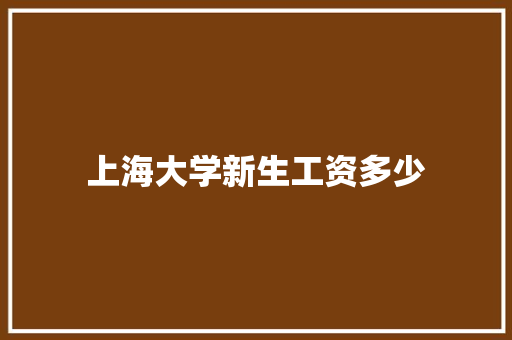 上海大学新生工资多少