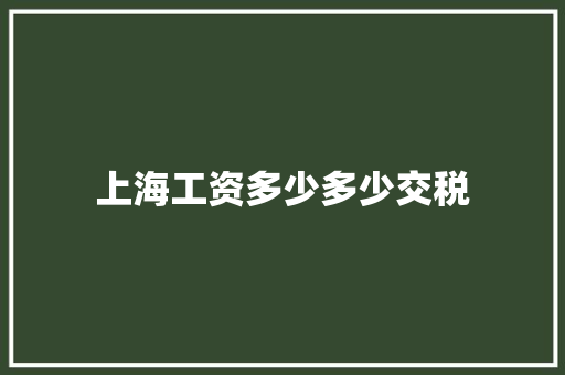 上海工资多少多少交税 学术范文