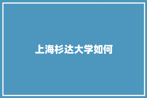 上海杉达大学如何 学术范文