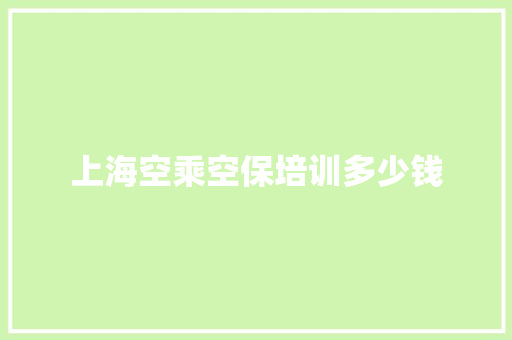 上海空乘空保培训多少钱