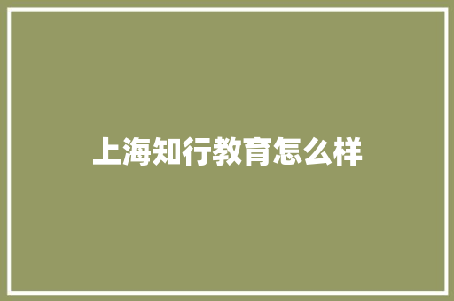 上海知行教育怎么样 学术范文