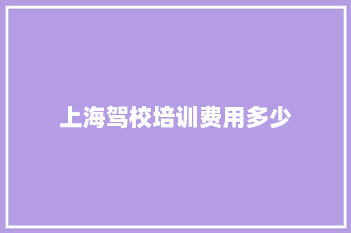 上海驾校培训费用多少 学术范文