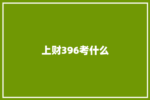 上财396考什么 学术范文