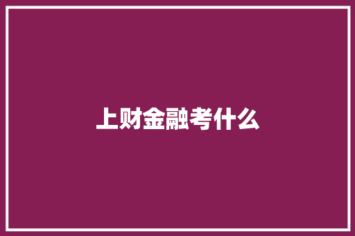 上财金融考什么