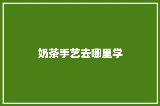 奶茶手艺去哪里学