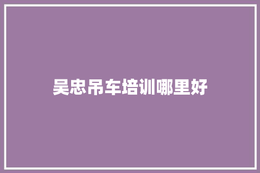 吴忠吊车培训哪里好