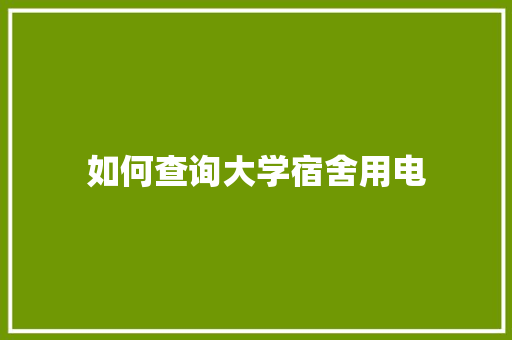 如何查询大学宿舍用电