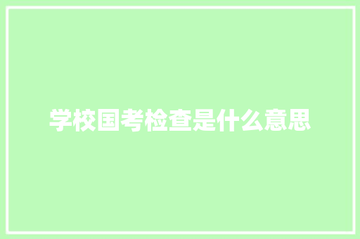 学校国考检查是什么意思 学术范文