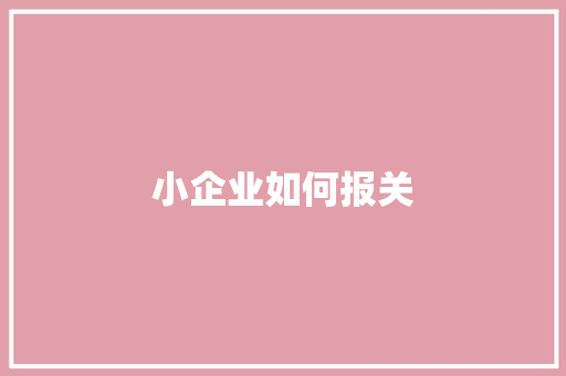 小企业如何报关