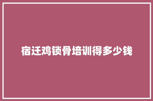 宿迁鸡锁骨培训得多少钱