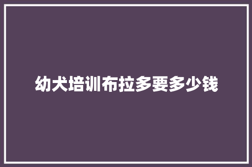 幼犬培训布拉多要多少钱 综述范文