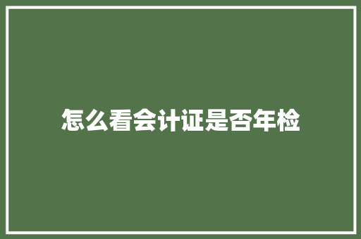 怎么看会计证是否年检