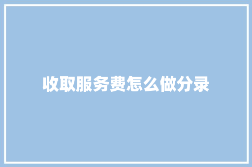 收取服务费怎么做分录 致辞范文