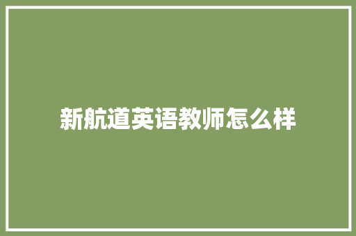 新航道英语教师怎么样 学术范文