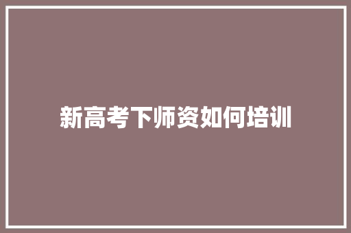 新高考下师资如何培训 职场范文