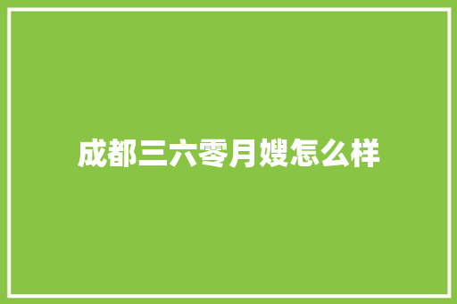 成都三六零月嫂怎么样