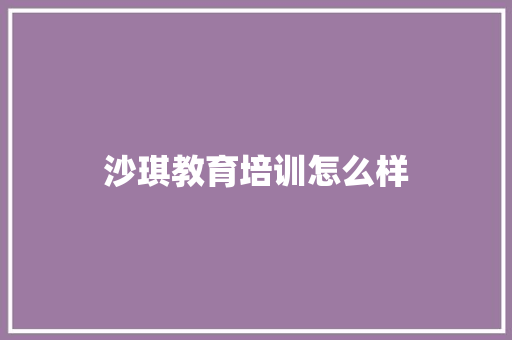 沙琪教育培训怎么样