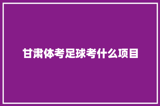 甘肃体考足球考什么项目