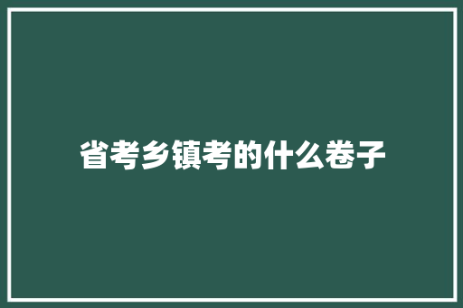 省考乡镇考的什么卷子