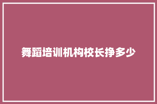 舞蹈培训机构校长挣多少