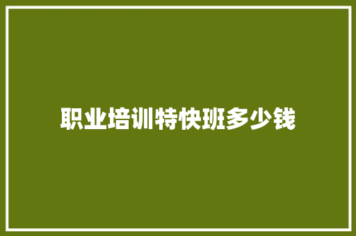 职业培训特快班多少钱