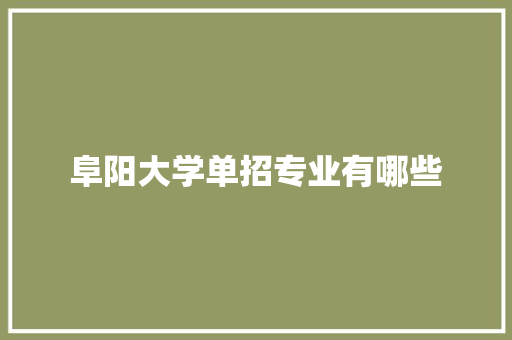 阜阳大学单招专业有哪些