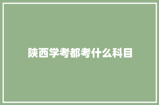 陕西学考都考什么科目