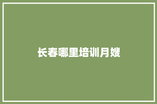 长春哪里培训月嫂 学术范文